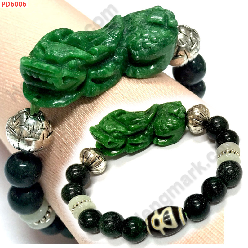 PD6006 สร้อยข้อมือปี่เซียะหยกจักรพรรดิ+หินDZI ราคา 629 บาท http://ww2.hengmark.com/view_product/PD6006.htm