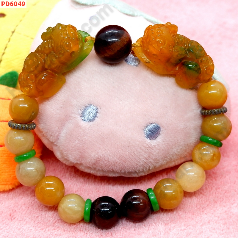 PD6049 สร้อยข้อมือปี่เซียะหยกคู่เหลืองเขียว ราคา 659 บาท http://ww2.hengmark.com/view_product/PD6049.htm