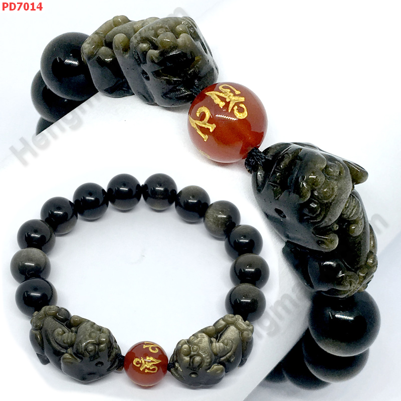 PD7014 สร้อยข้อมือปี่เซียะคู่หินโกลเด้นอ๊อบซิเดียน ราคา 799 บาท http://ww2.hengmark.com/view_product/PD7014.htm