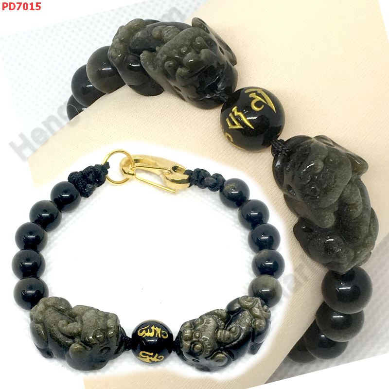 PD7015 สร้อยข้อมือปี่เซียะคู่หินโกลเด้นอ๊อพซิเดียน สร้อยเชือกห่วงทอง ราคา 769 บาท http://ww2.hengmark.com/view_product/PD7015.htm