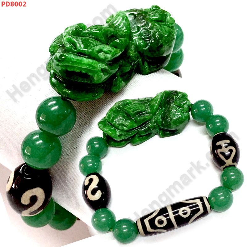 PD8002 สร้อยข้อมือปี่เซียะหยกจักรพรรดิ+หินDZI ราคา 849 บาท http://ww2.hengmark.com/view_product/PD8002.htm