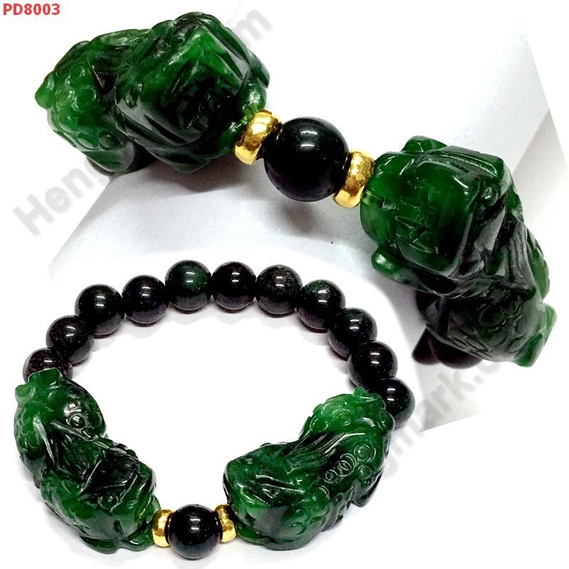 PD8003 สร้อยข้อมือปี่เซียะหยกจักรพรรดิคู่ ราคา 849 บาท http://ww2.hengmark.com/view_product/PD8003.htm