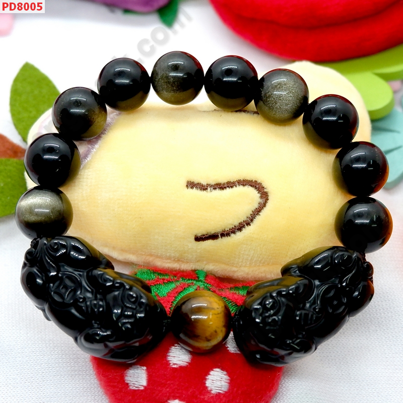 PD8005 สร้อยข้อมือปี่เซียะคู่หินอ๊อบซิเดียนดำ ราคา 899 บาท http://ww2.hengmark.com/view_product/PD8005.htm