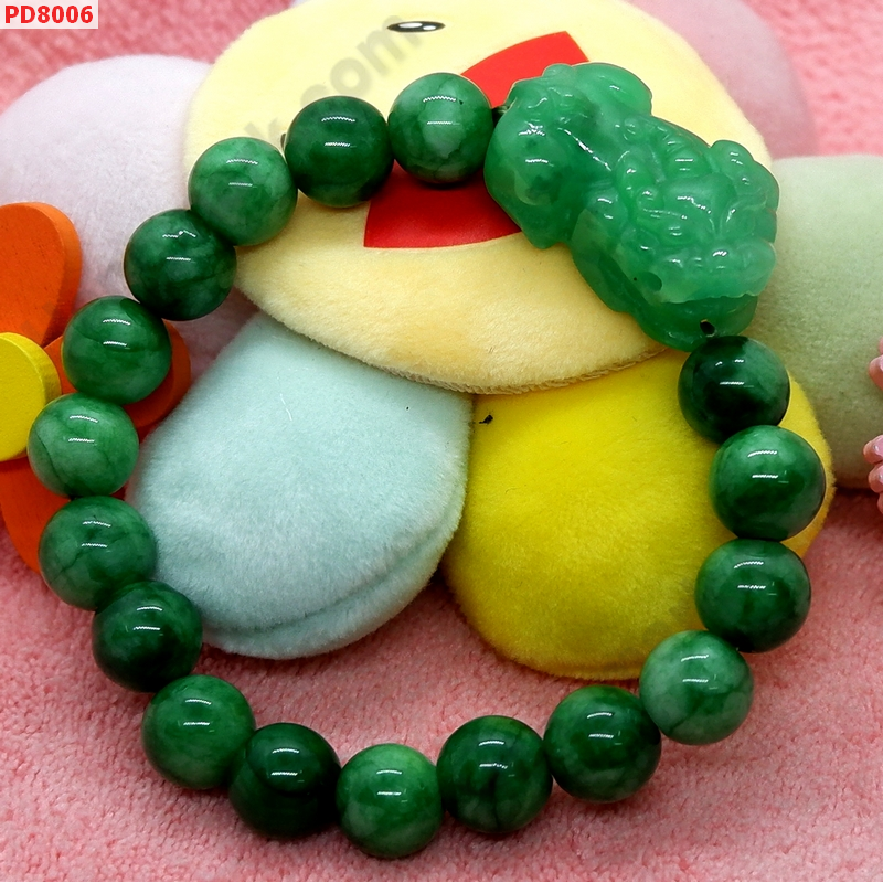 PD8006 สร้อยข้อมือปี่เซียะหยกเกรดA สีเขียวสด ราคา 859 บาท http://ww2.hengmark.com/view_product/PD8006.htm