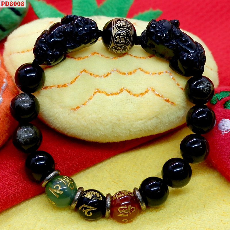 PD8008 สร้อยข้อมือปี่เซียะคู่หินอ๊อบซิเดียน ราคา 849 บาท http://ww2.hengmark.com/view_product/PD8008.htm