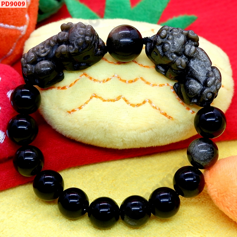 PD9009 สร้อยข้อมือปี่เซียะคู่หินโกลเด้นอ๊อบซิเดียน ราคา 959 บาท http://ww2.hengmark.com/view_product/PD9009.htm