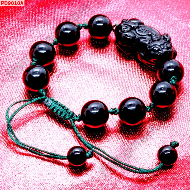 PD9010A สร้อยข้อมือปี่เซียะหินอ๊อบซิเดียน เชือกเชียว ราคา 599 บาท http://ww2.hengmark.com/view_product/PD9010A.htm