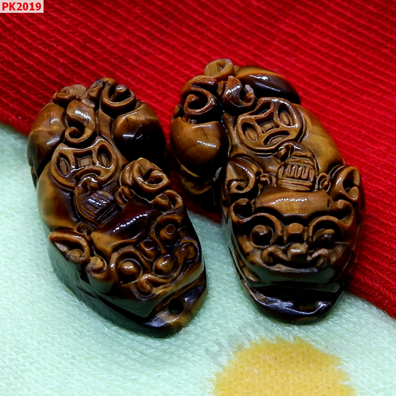 PK2019 ปี่เซียะคู่ หินไทเกอร์อายสีเหลืองน้ำตาล ราคา 600 บาท http://ww2.hengmark.com/view_product/PK2019.htm
