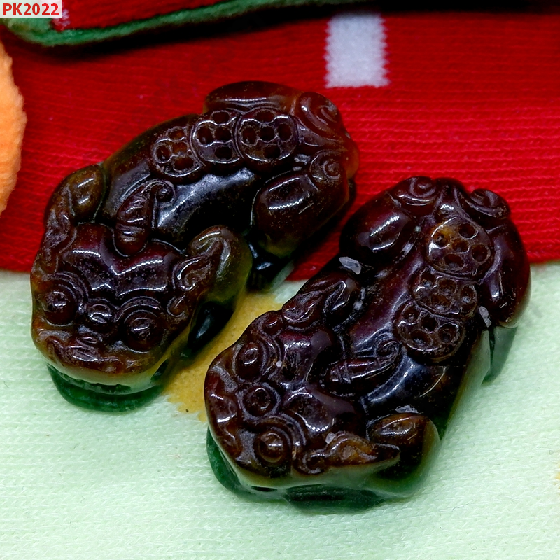 PK2022 ปี่เซียะคู่ หยกเขียวน้ำตาล ราคา 600 บาท http://ww2.hengmark.com/view_product/PK2022.htm