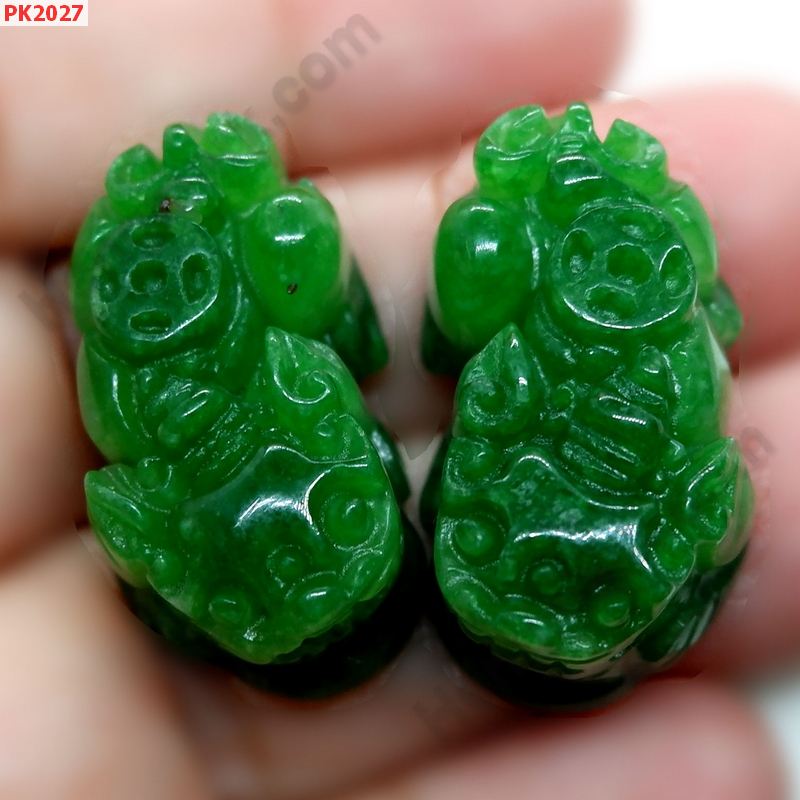 PK2027 ปี่เซียะหินสีเขียวสด คู่ ราคา 400 บาท http://ww2.hengmark.com/view_product/PK2027.htm