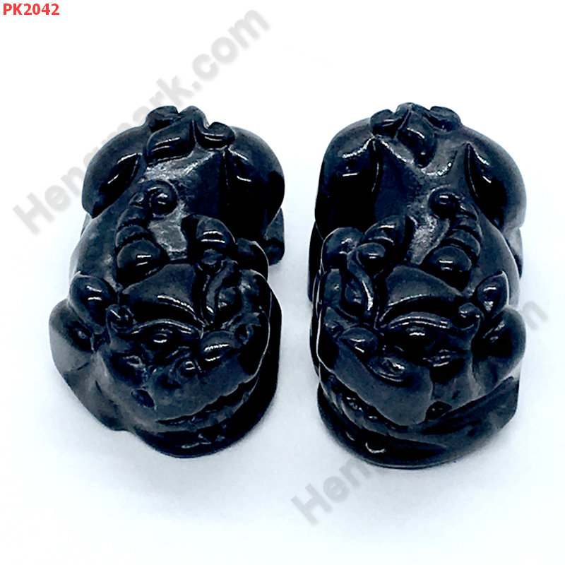 PK2042 ปี่เซียะคู่ หินอะเกตดำ ราคา 400 บาท http://ww2.hengmark.com/view_product/PK2042.htm