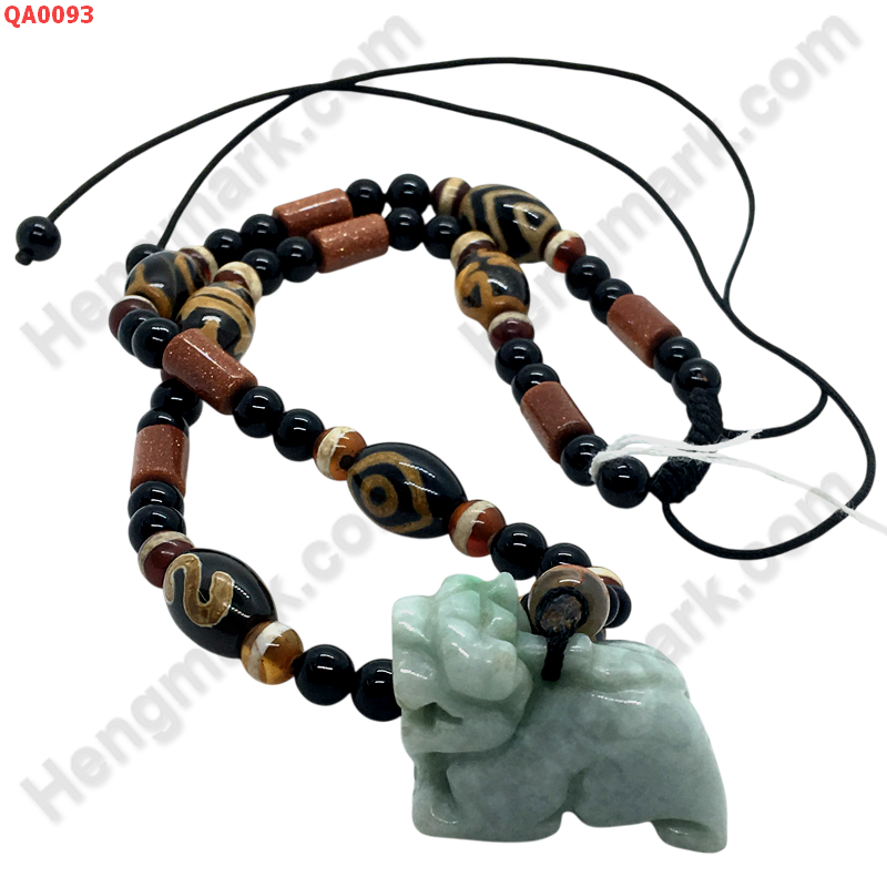 QA0093 สร้อยคอปี่เซียะหยกขาวอมเขียว+หินทิเบต ราคา 1309 บาท http://ww2.hengmark.com/view_product/QA0093.htm