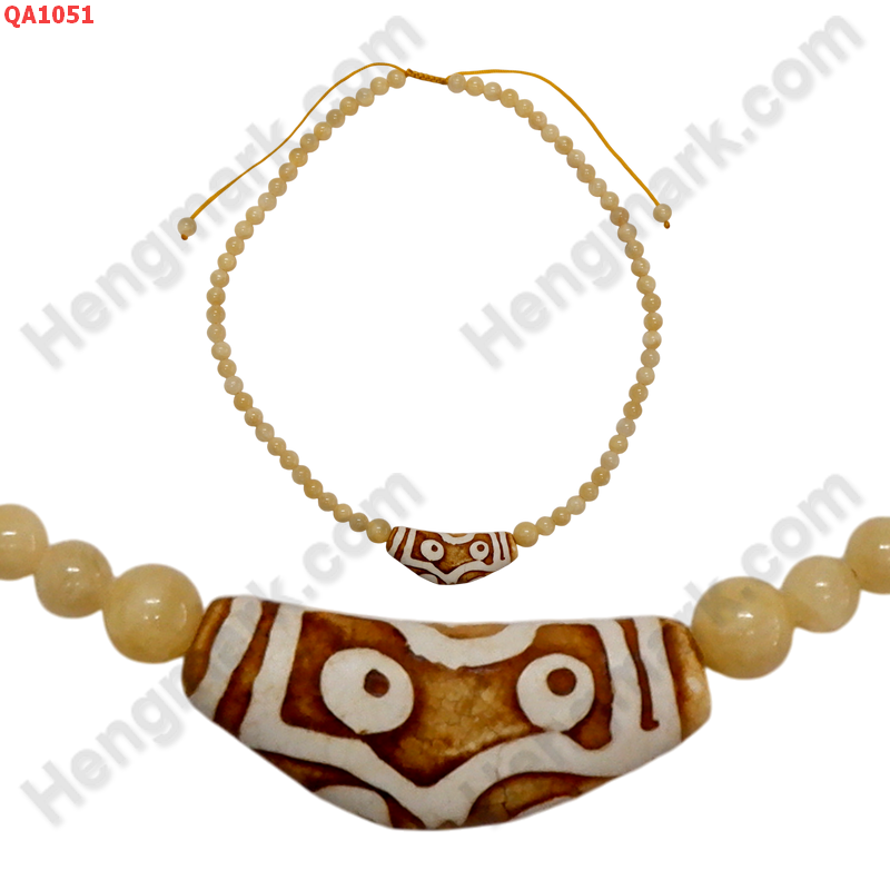 QA1051 สร้อยคอหินทิเบต ลาย 7 ตาร้อยด้วยหยกเหลือง ราคา 699 บาท http://ww2.hengmark.com/view_product/QA1051.htm