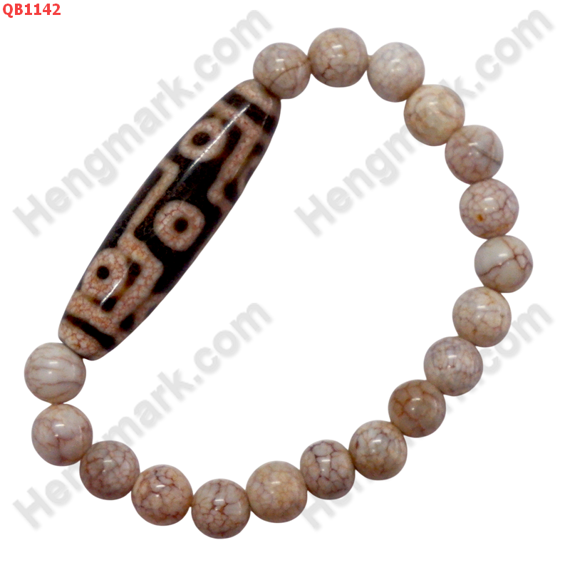 QB1142 สร้อยข้อมือหิน DZI 9 ตาลายเกล็ดมังกร ราคา 1699 บาท http://ww2.hengmark.com/view_product/QB1142.htm