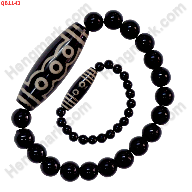 QB1143 สร้อยข้อมือหิน DZI 5 ตา ร้อยกับหินสีดำ ราคา 349 บาท http://ww2.hengmark.com/view_product/QB1143.htm
