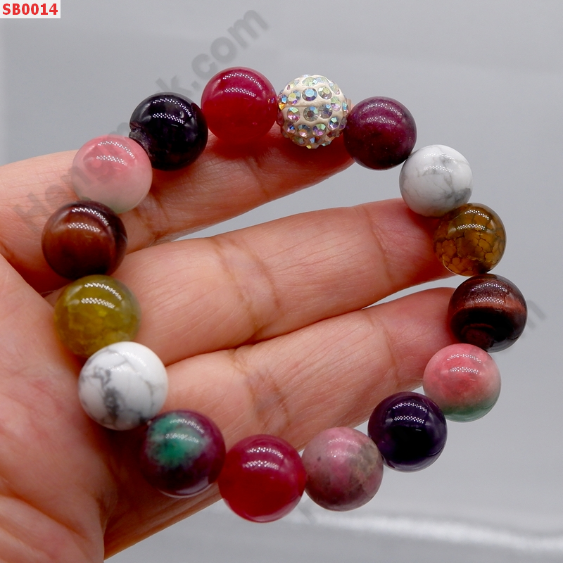 SB0014 สร้อยข้อมือหิน 8 ชนิด ขนาด 12 มม. ราคา 445 บาท http://ww2.hengmark.com/view_product/SB0014.htm