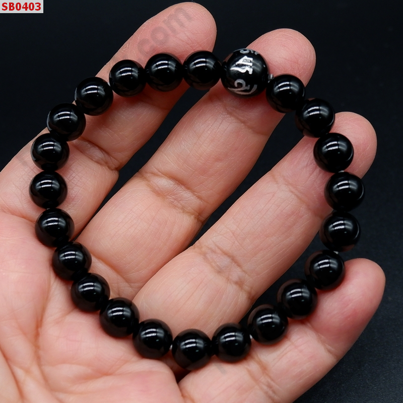 SB0403 สร้อยข้อมือหินอะเกตดำ+คาถาทิเบต ราคา 249 บาท http://ww2.hengmark.com/view_product/SB0403.htm