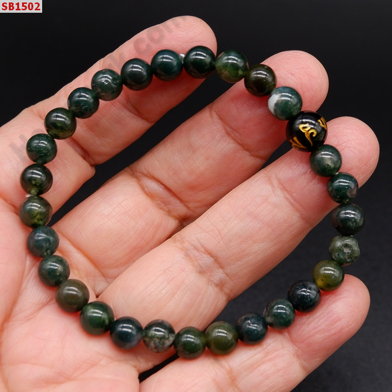 SB1502 สร้อยข้อมือมอสอะเกต+หินคาถาทิเบต ราคา 199 บาท http://ww2.hengmark.com/view_product/SB1502.htm
