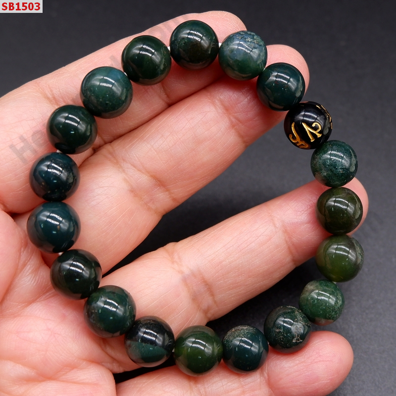 SB1503 สร้อยข้อมือหินมอสอะเกต+หินคาถาทิเบต ราคา 299 บาท http://ww2.hengmark.com/view_product/SB1503.htm