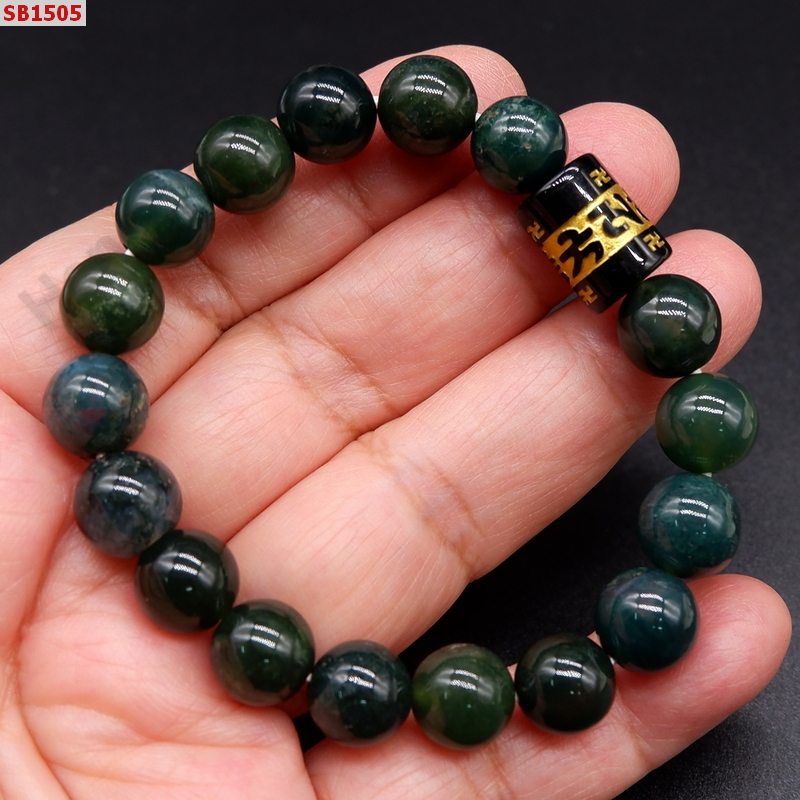 SB1505 สร้อยข้อมือหินมอสอะเกต+หินคาถาทิเบต ราคา 299 บาท http://ww2.hengmark.com/view_product/SB1505.htm