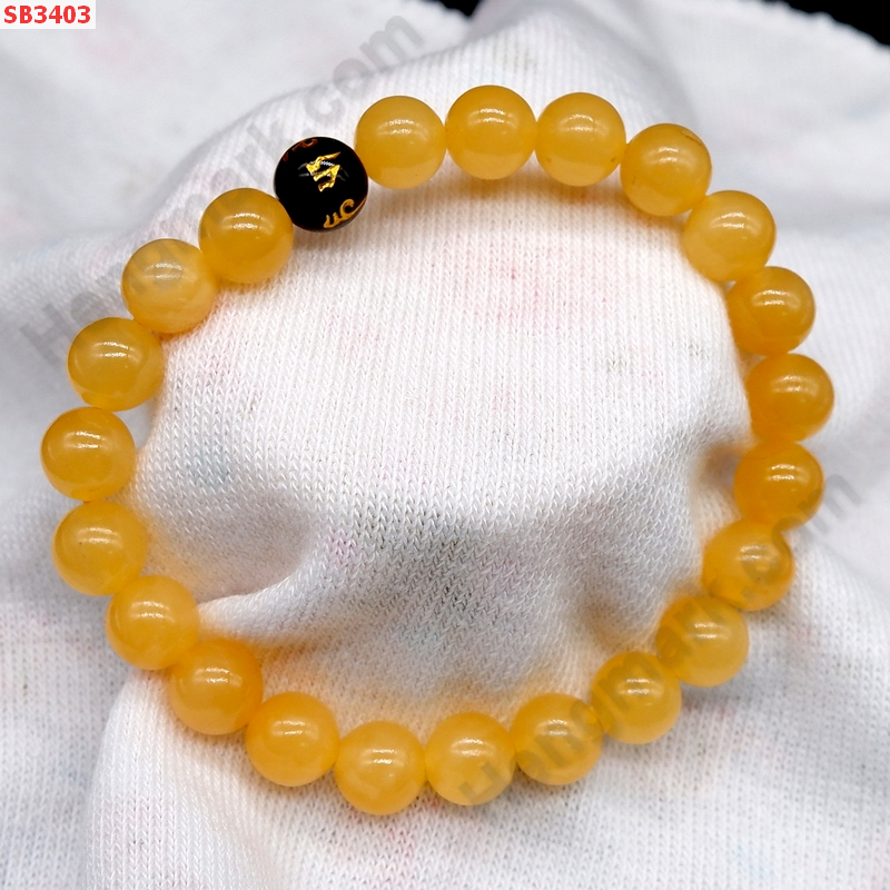 SB3403 สร้อยข้อมือหินแคลไซท์+คาถาทิเบต ราคา 249 บาท http://ww2.hengmark.com/view_product/SB3403.htm