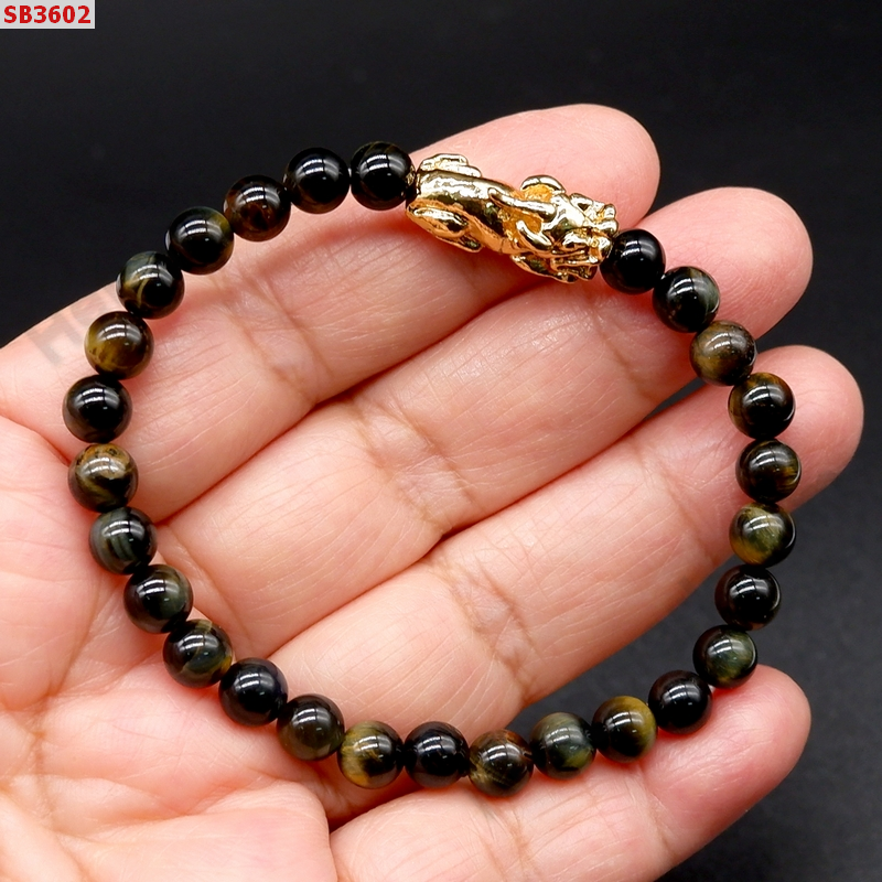 SB3602 สร้อยข้อมือหินกรีนไทเกอร์+ปี่เซียะสีทอง ราคา 199 บาท http://ww2.hengmark.com/view_product/SB3602.htm