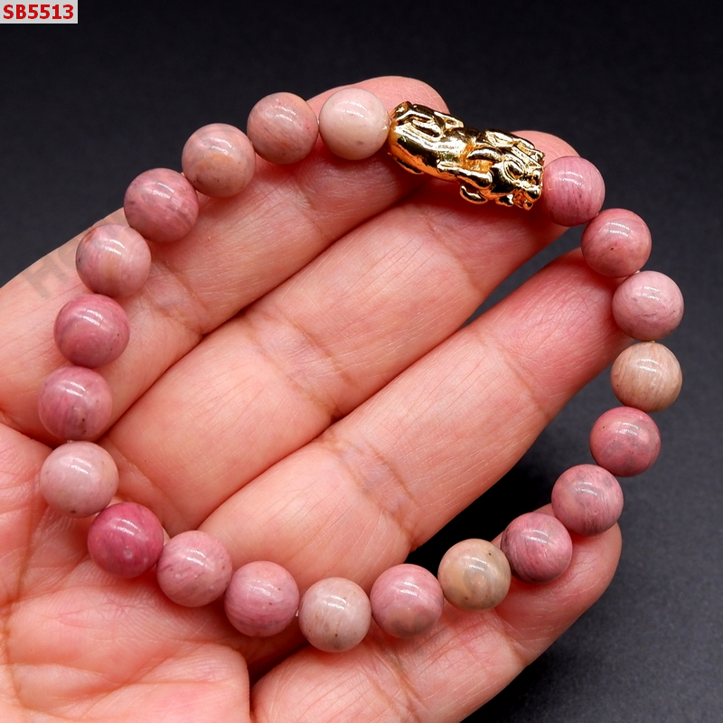 SB5513 สร้อยข้อมือโรโดไน้ท์+ปี่เซียะสีทอง ราคา 279 บาท http://ww2.hengmark.com/view_product/SB5513.htm