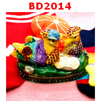 เป็ดแมนดารินสีฟ้า ตลับเครื่องประดับฝังคริสตัล