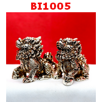 สิงห์โตคู่ โลหะสีเงิน