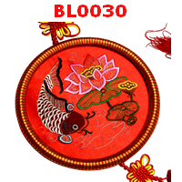 ป้ายมงคล สะดึงปักลายปลา