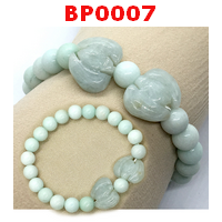 สร้อยข้อมือค้างคาวคู่หยกขาวอมเขียว