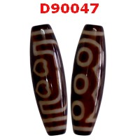 D90047 : หิน DZI ลาย 3 ตา ใบโพธิ์