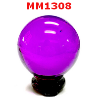 MM1308 : ลูกแก้วใสสีม่วง พร้อมขาตั้ง (80mm)