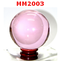 MM2003 : ลูกแก้วใส สีชมพู พร้อมขาตั้ง (100mm)