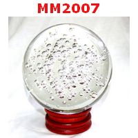 MM2007 : ลูกแก้วใสมีฟองอากาศ พร้อมขาตั้ง (100mm)