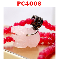 PC4008 : สร้อยคอหินทับทิม จี้ปี่เซียะหินโรสควอตซ์
