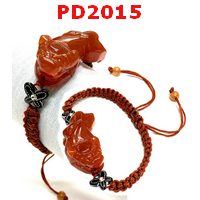 PD2015 : สร้อยข้อมือปี่เซียะหินสีแดงเชือกถัก