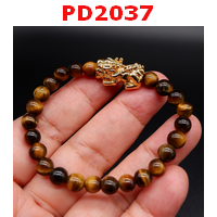 PD2037 : สร้อยข้อมือปี่เซียะทอง+หินไทเกอร์อาย