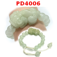 PD4006 : สร้อยข้อมือปี่เซียะหยกขาวอมเขียว