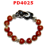 PD4025 : สร้อยข้อมือปี่เซียะอะเกตดำ หินเรดแจ๊สเปอร์