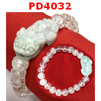 PD4032 : สร้อยข้อมือปี่เซียะหยกขาว+เกร็ดหิมะ