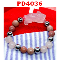 PD4036 : สร้อยข้อมือ ปีเซียะหินสีชมพู