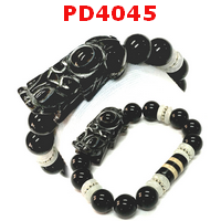PD4045 :  สร้อยข้อมือปี่เซียะหินอะเก็ต+DZI