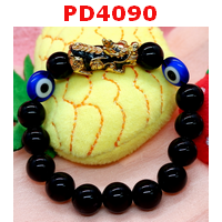 PD4090 : สร้อยข้อมือปี่เซียะสีทองลายน้ำเงิน+ตาสวรรค์