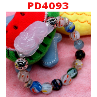 PD4093 : สร้อยข้อมือปี่เซียะหินโรสควอตซ์+หินลายแฟนซี