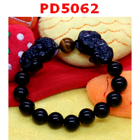 PD5062 : สร้อยข้อมือปี่เซียะคู่ หินอะเกตดำ