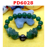 PD6028 : สร้อยข้อมือปี่เซียะหยกเขียวคู่+คาถา