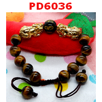 PD6036 : สร้อยข้อมือปี่เซียะคู่สีทอง+คาถาทิเบตสร้อยเชือก 