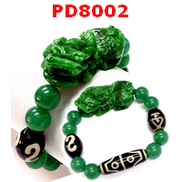 PD8002 : สร้อยข้อมือปี่เซียะหยกจักรพรรดิ+หินDZI