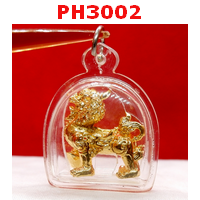 ปี่เซียะทองเหลืองชุบทองใส่กรอบ